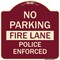 Signmission No Parking Fire Lane Police Enforced Heavy-Gauge Aluminum Sign, 18" x 18", BU-1818-23734 A-DES-BU-1818-23734 - alternate 1